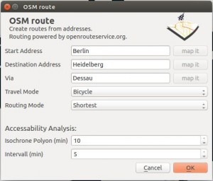 Interface OSM route
