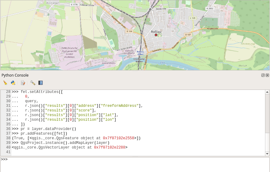 geocoding results for the Azure Maps API
